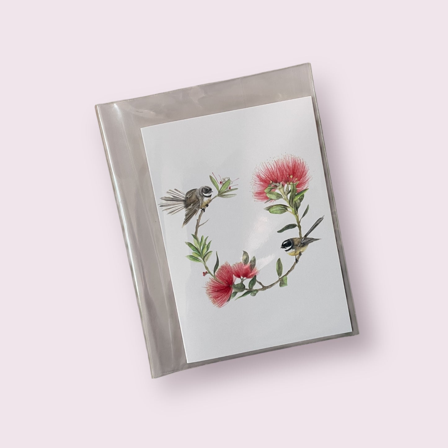 Greeting card 'Piwakawaka and Pohutukawa' - Emily Moffitt