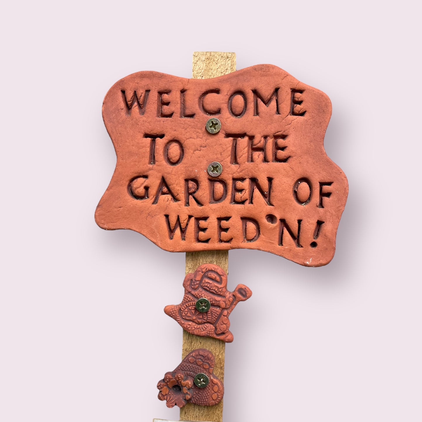 Garden stake 'welcome' - LJH Pottery