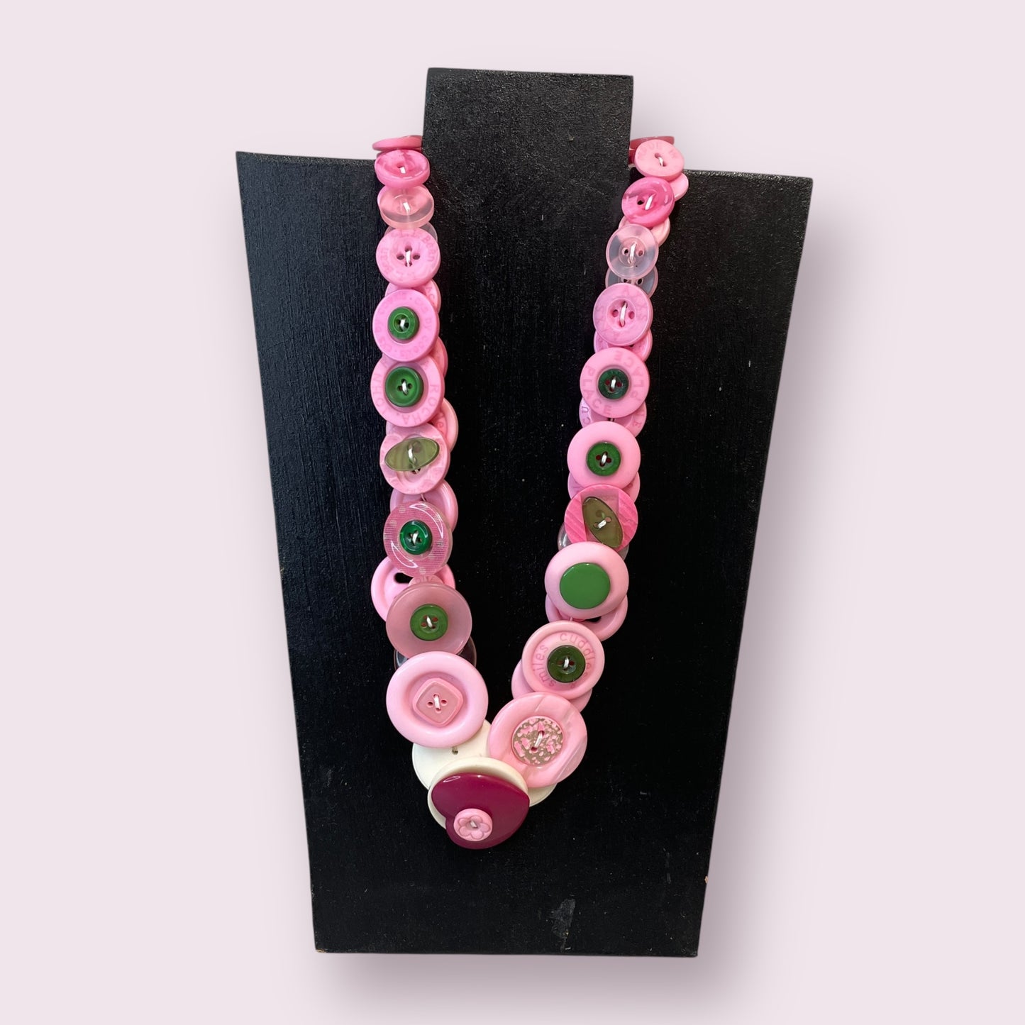 Pink/green button necklace - June Pawley