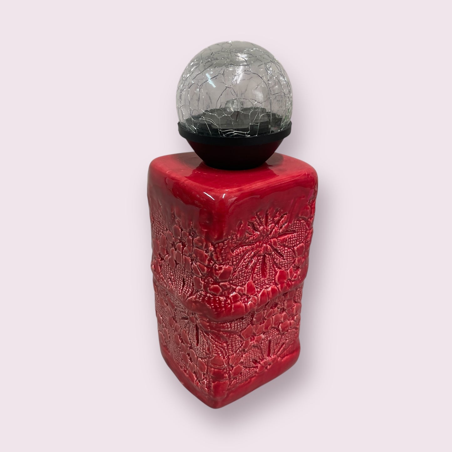 Outdoor solar table lamp red - LJH Pottery