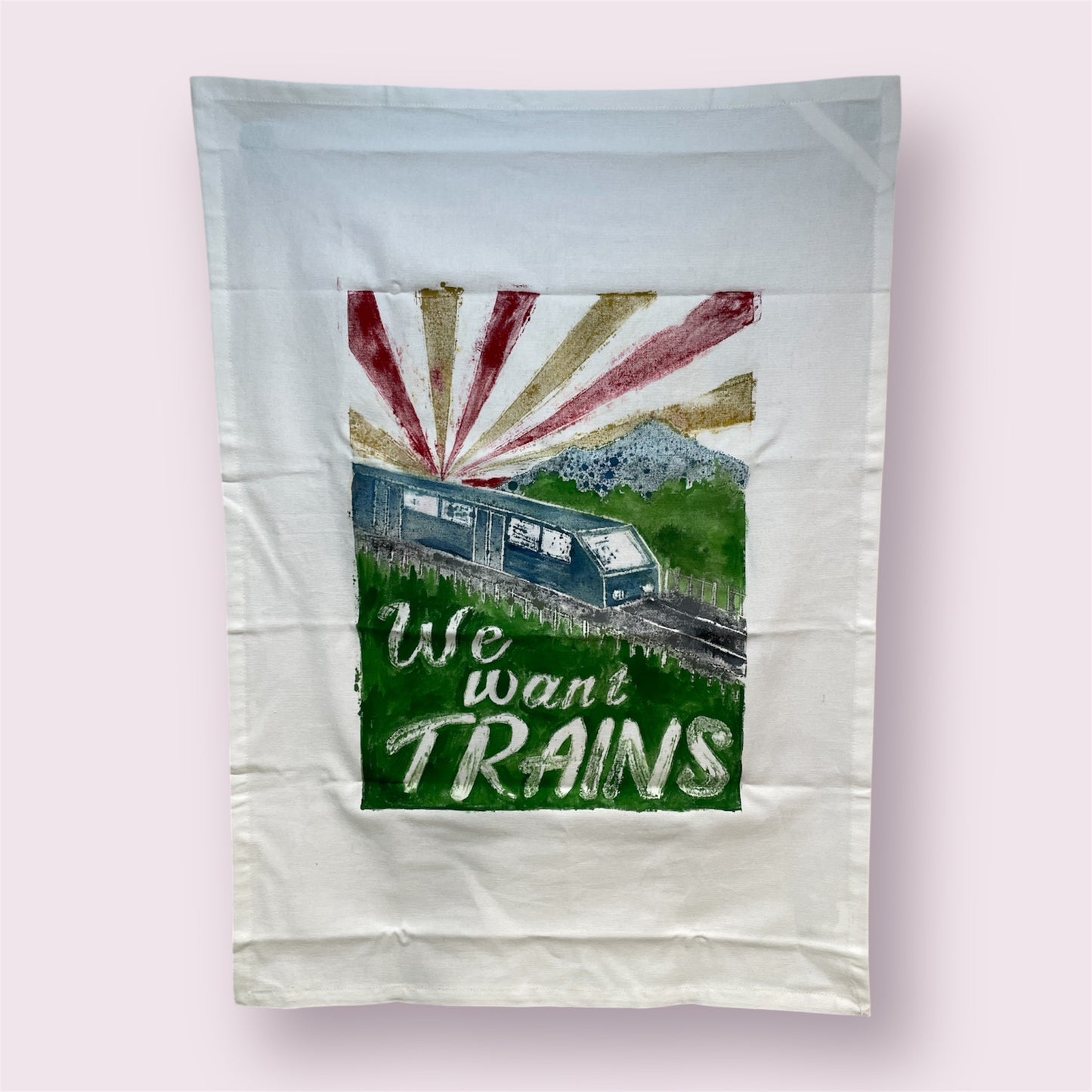 We Want Trains teatowel - Suraya Sidhu Singh