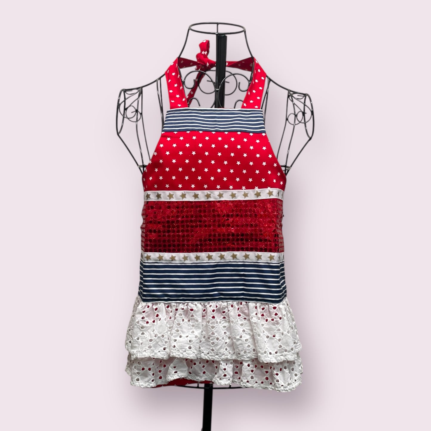 'Unique' apron (red/white/blue - medium) - Helen Perrin/Posh Pinnies