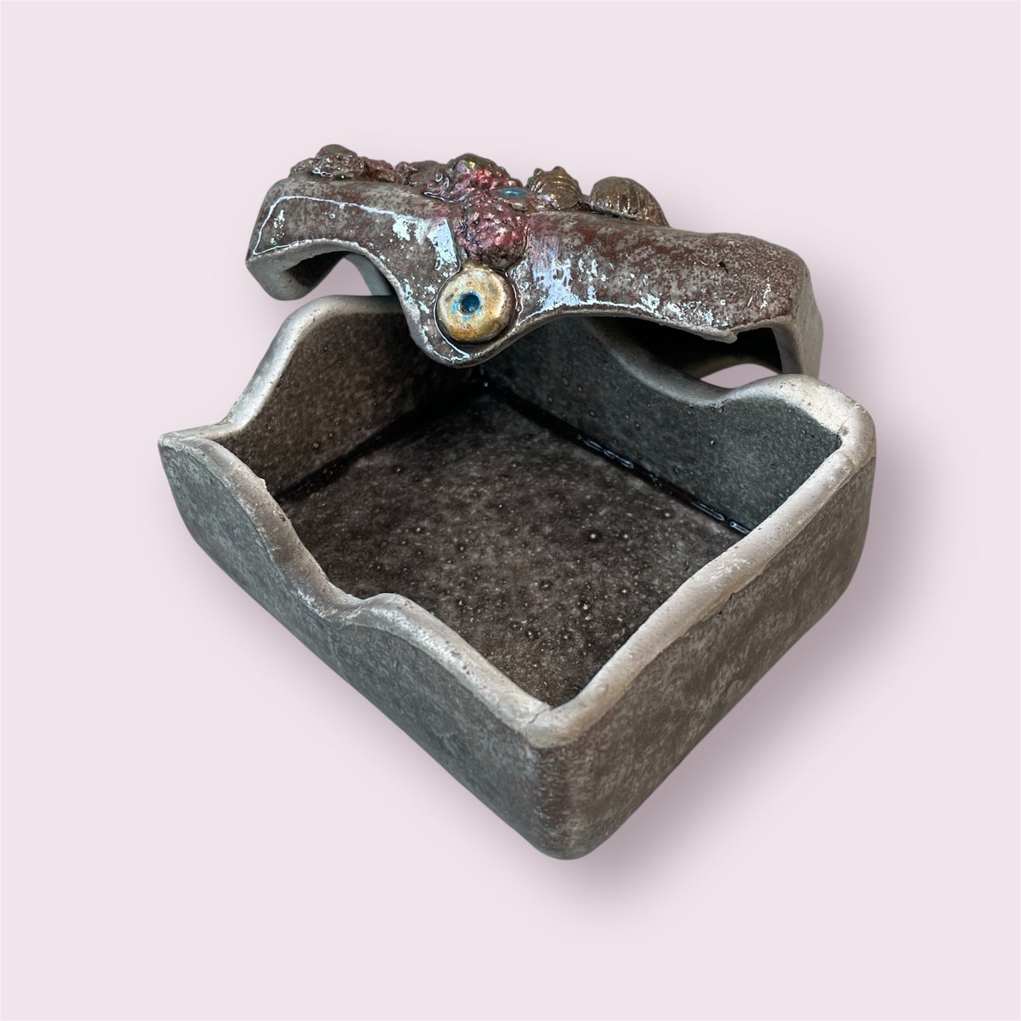 Raku treasure chest 1 - LJH Pottery