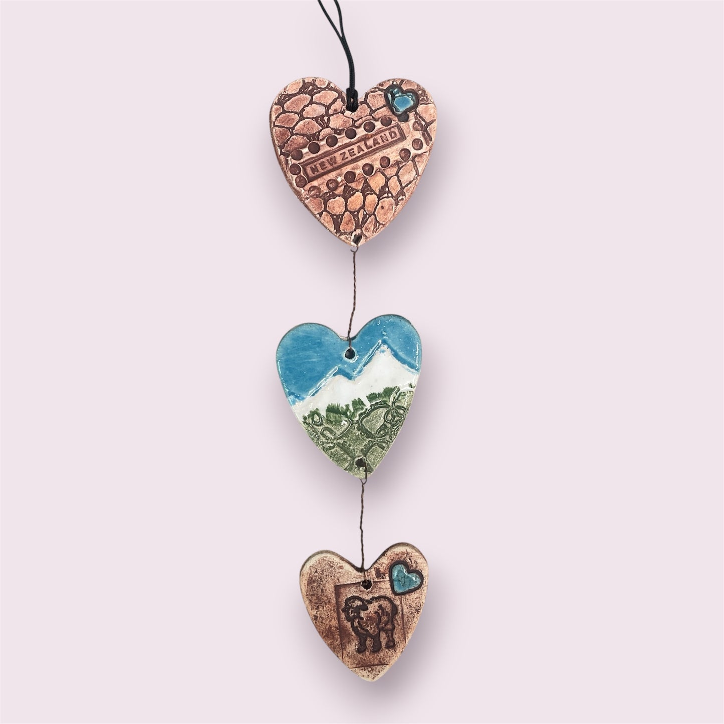 NZ Set of three hearts - LJH Pottery