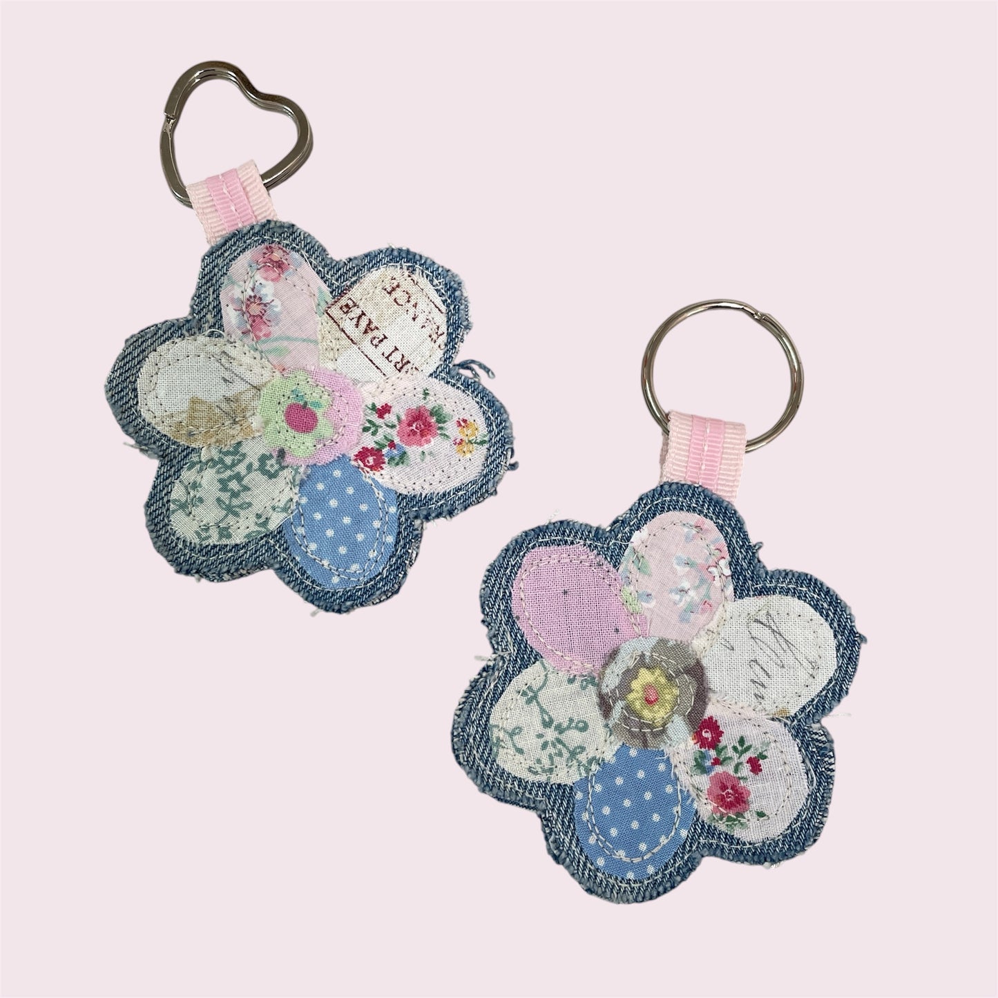 Patchwork denim keyring - Janette Jeffares (sold individually)
