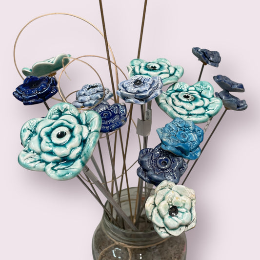 Blue flowers - LJH Pottery