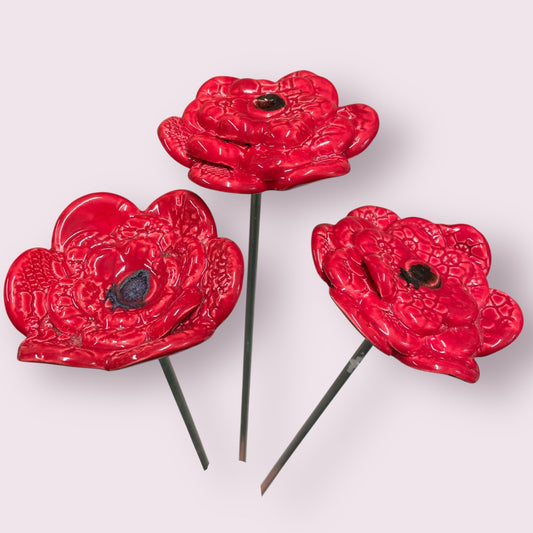 Red flower large - LJH Pottery