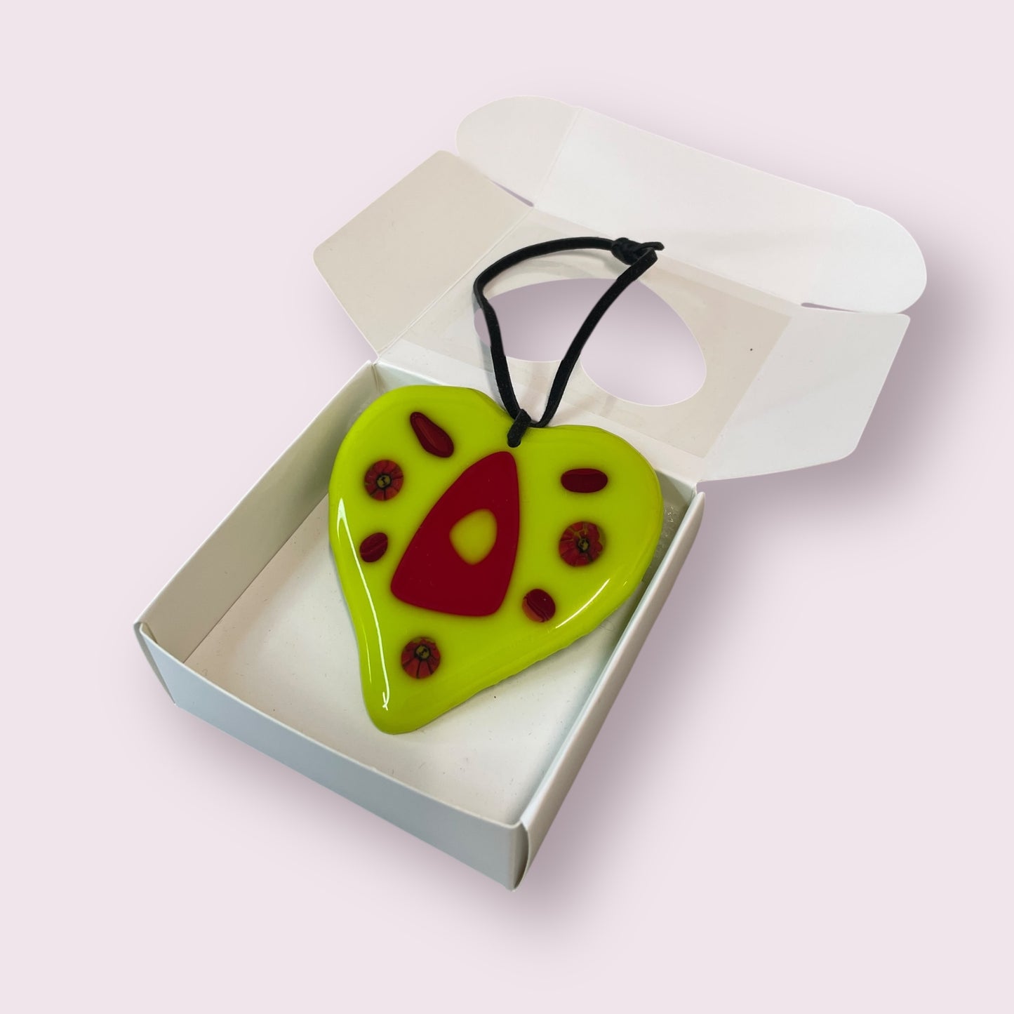 Fused glass hearts (with box) - Sandra Spence