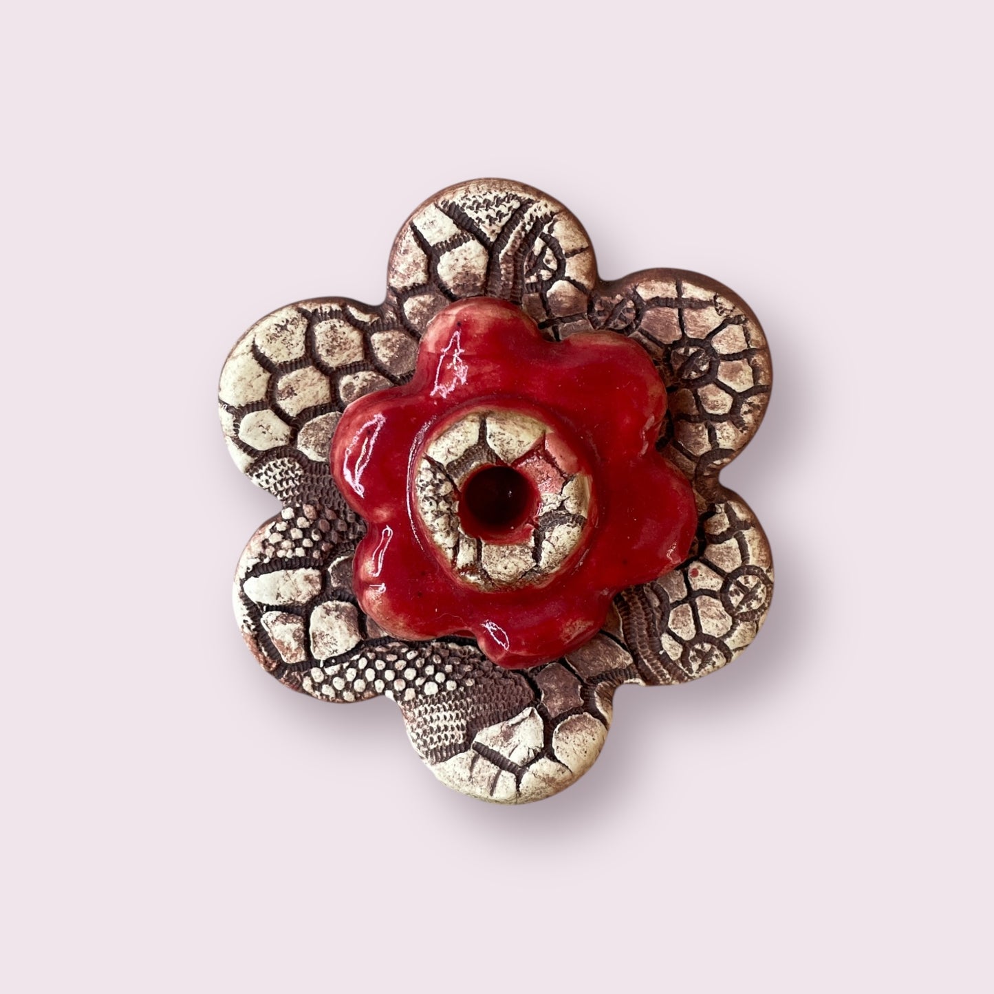 Red flower - LJH Pottery