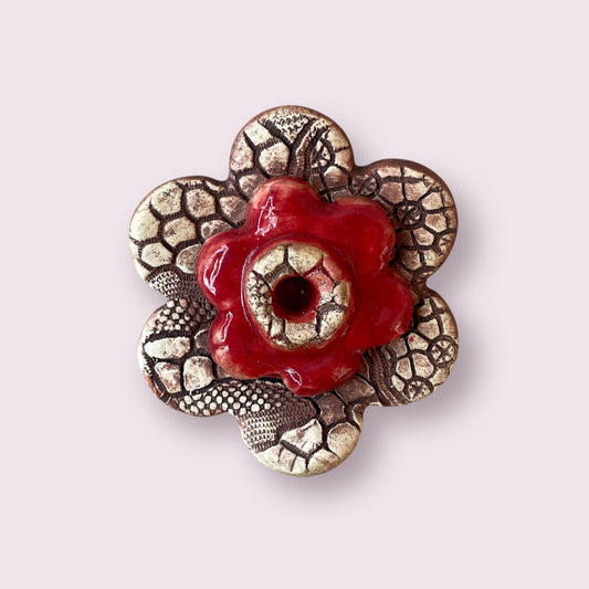 Red flower - LJH Pottery