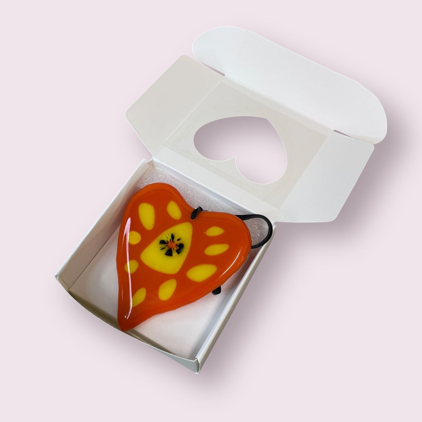 Fused glass hearts (with box) - Sandra Spence