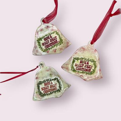 Decorative pottery hangings 'Christmas Bells' - Christina Rutherford