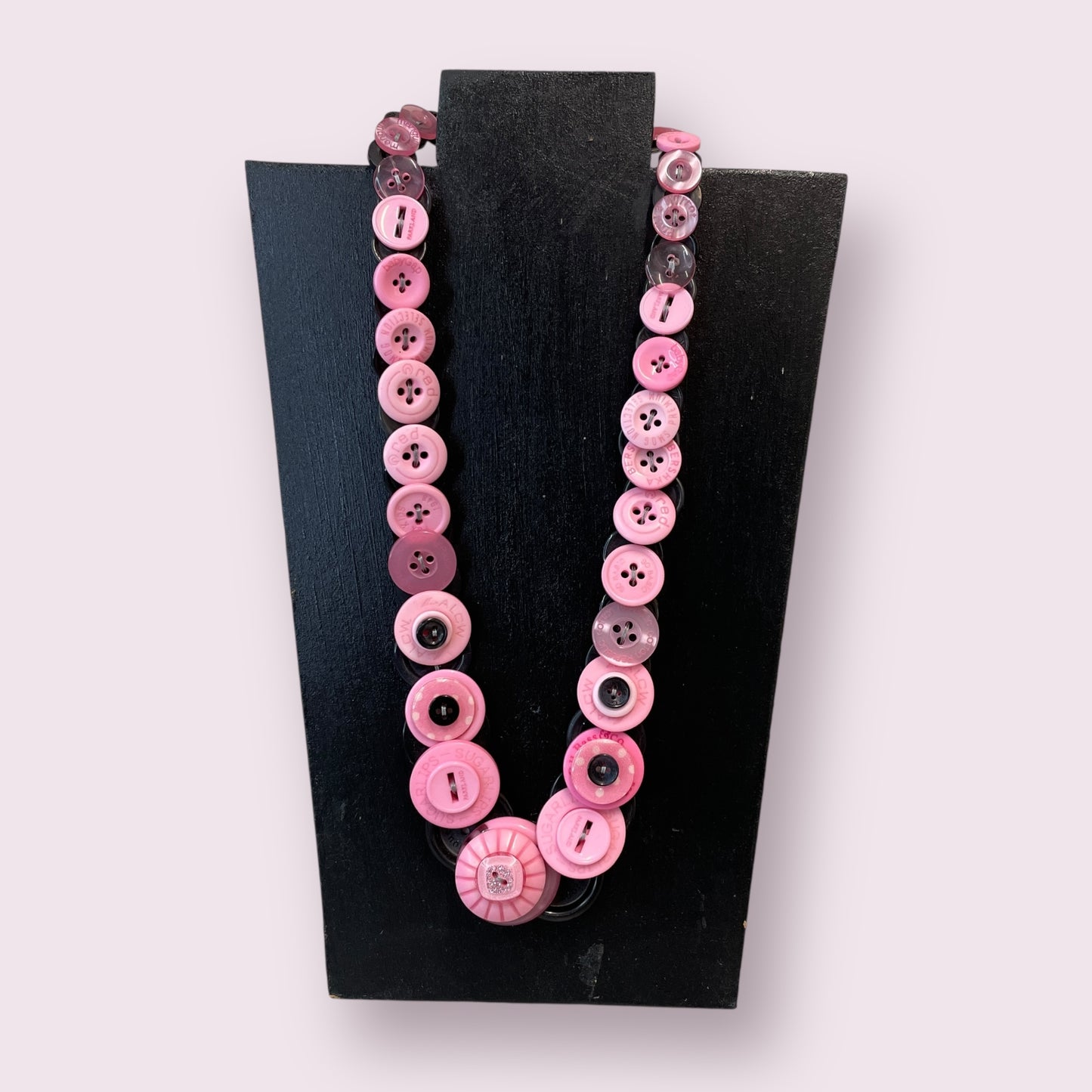 Pink/black button necklace - June Pawley