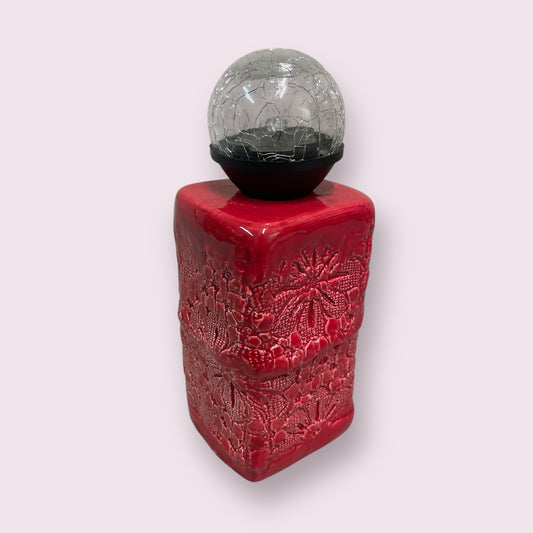 Outdoor solar table lamp red - LJH Pottery