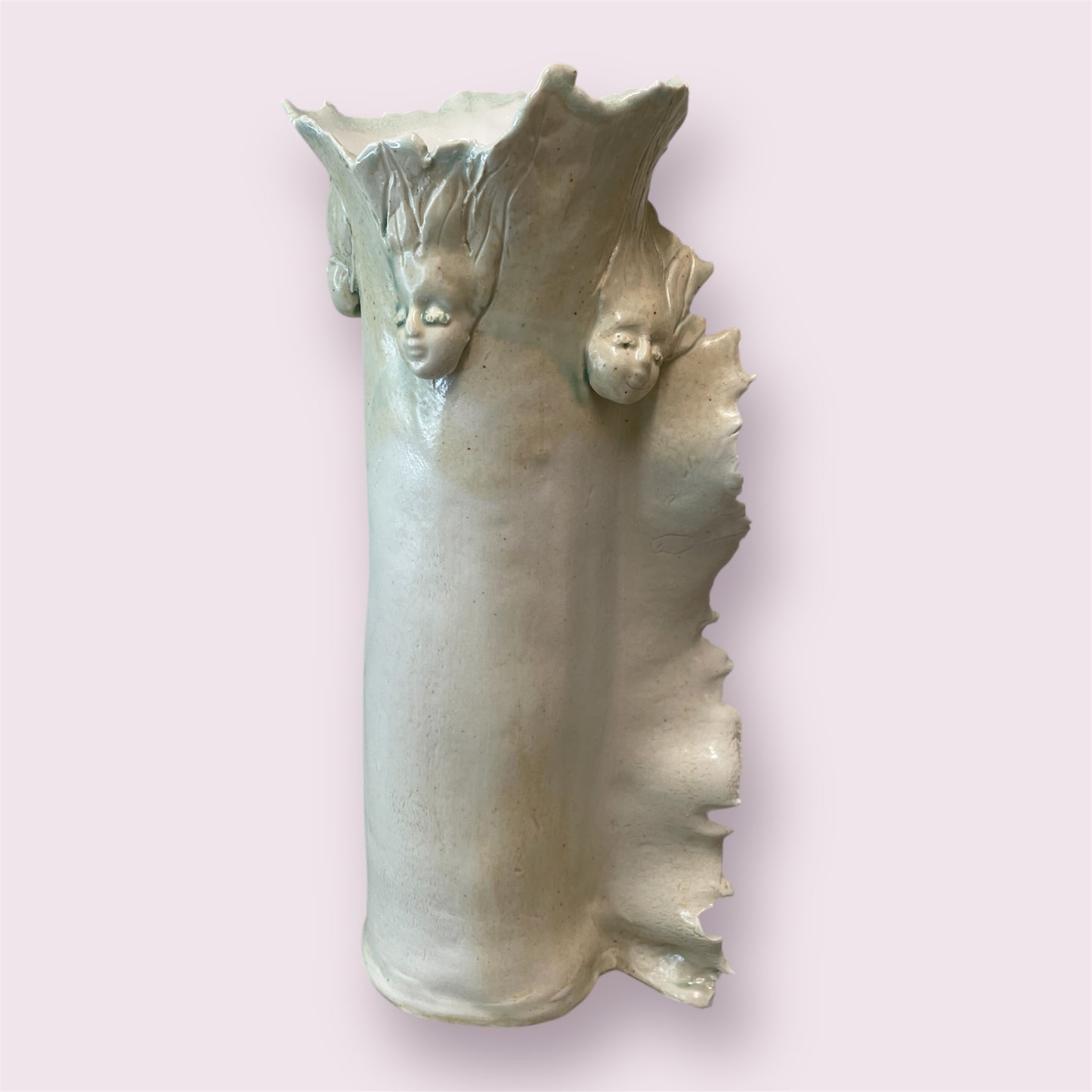 Frilled cylinder with faces - Margaret Foley
