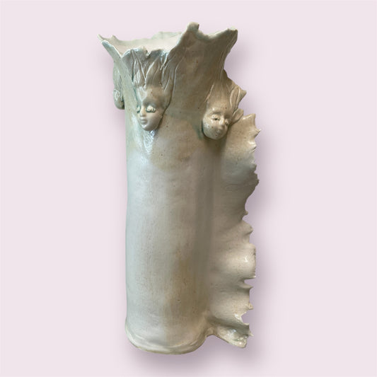 Frilled cylinder with faces - Margaret Foley