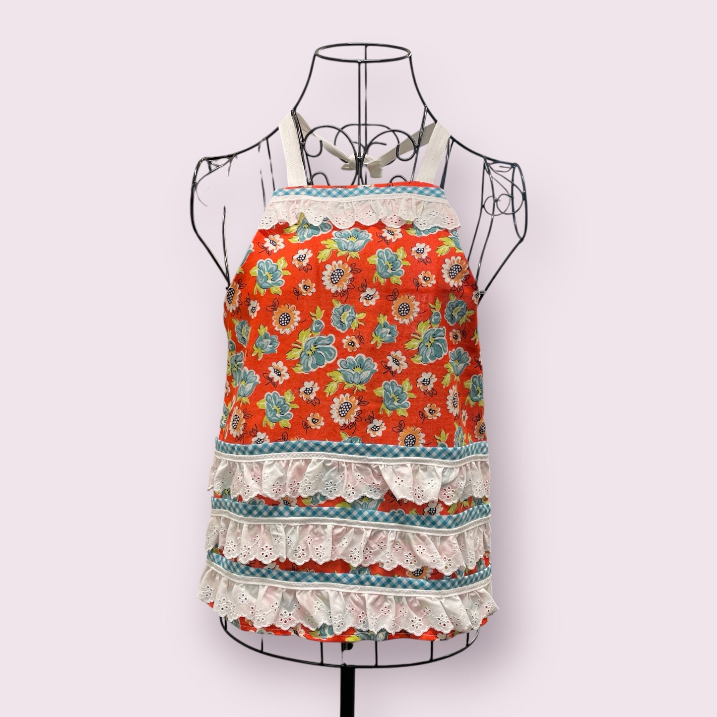 Floral gingham child's apron - Posh Pinnies