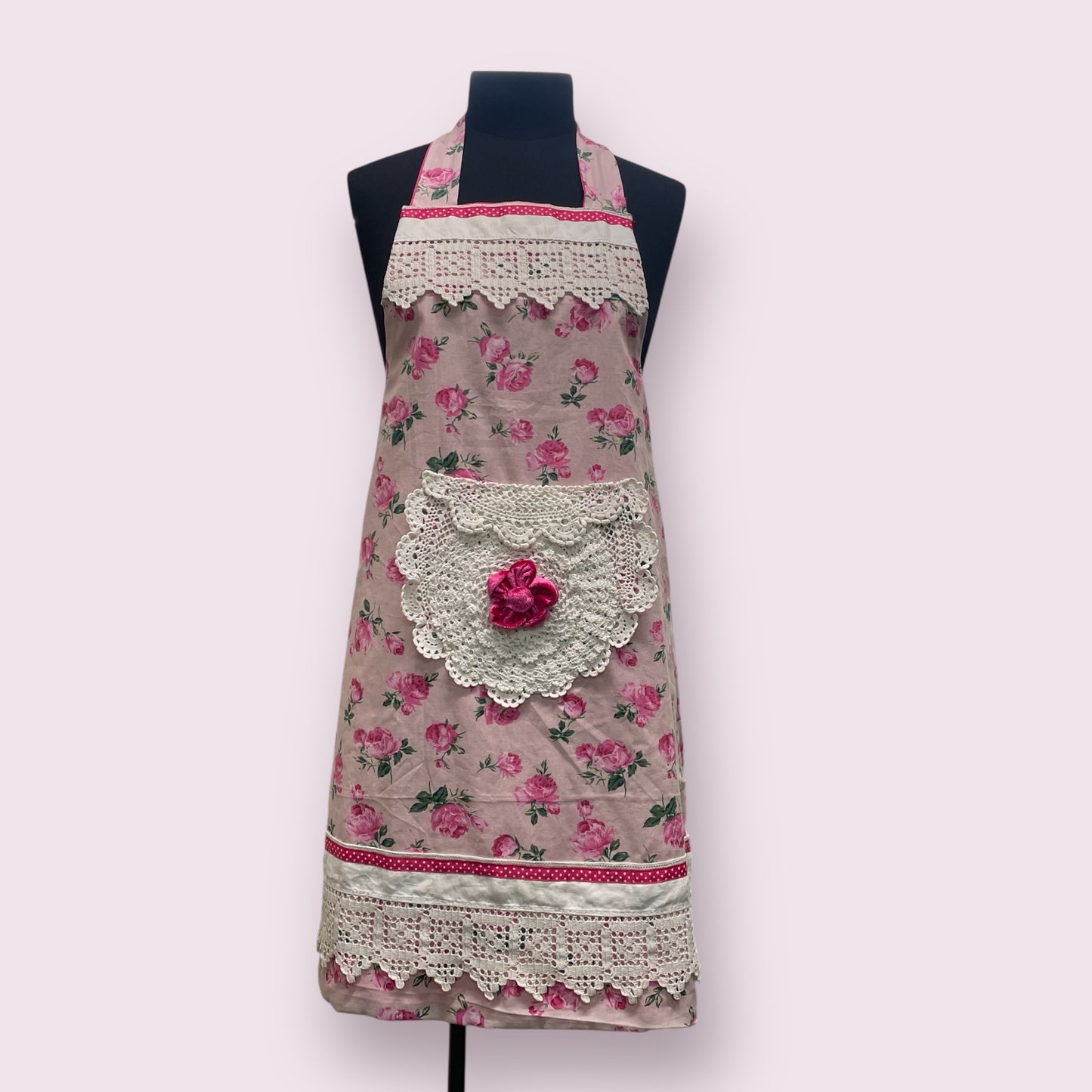 Pink lace adult's apron - Posh Pinnies