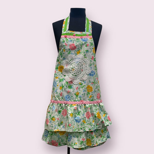 Green floral adult's apron - Posh Pinnies