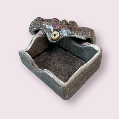 Raku treasure chest 1 - LJH Pottery