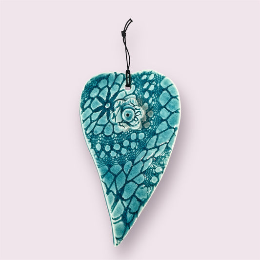 Blue flower plaque - LJH Pottery