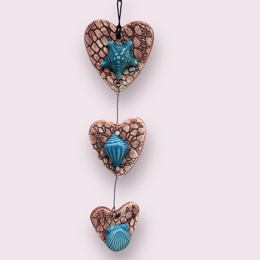 Shell heart hanging - LJH Pottery