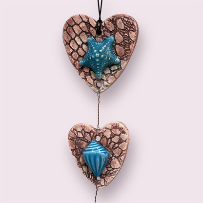Shell heart hanging - LJH Pottery