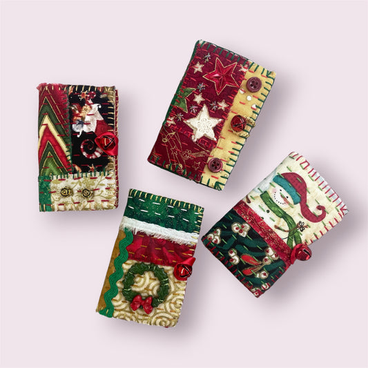 Slow stitch needlecases Christmas - Eve Jones