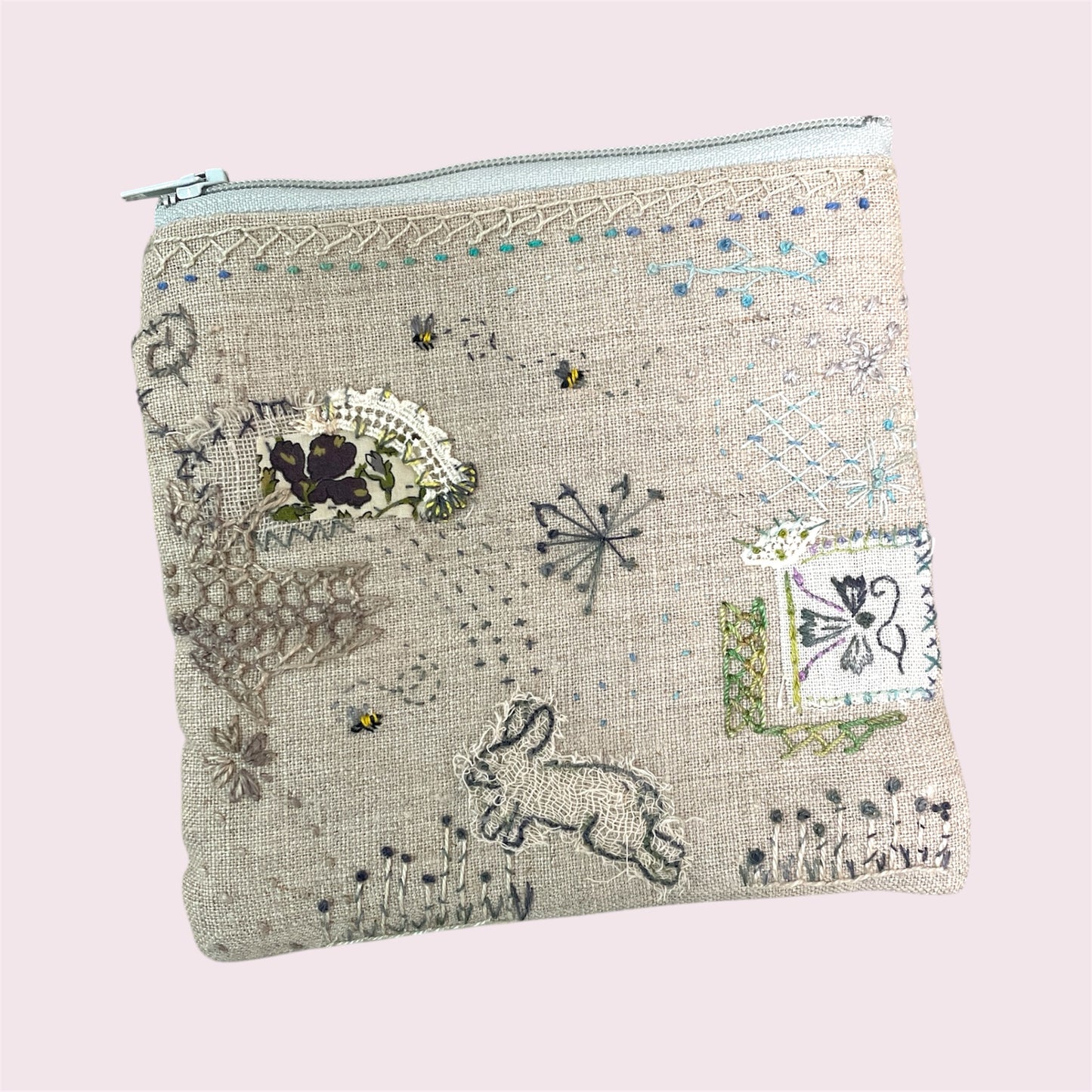 Slow stitched pouch - Janette Jeffares