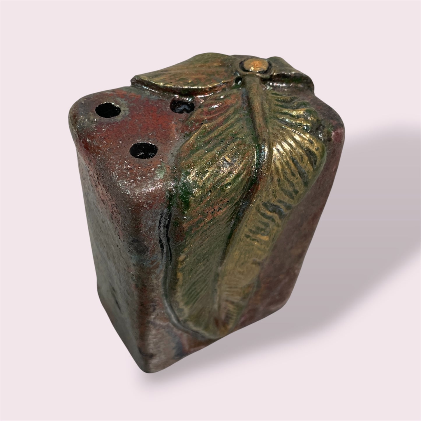 Raku feather box - LJH Pottery