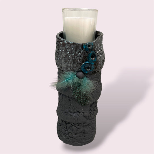 Candlestick black - LJH Pottery