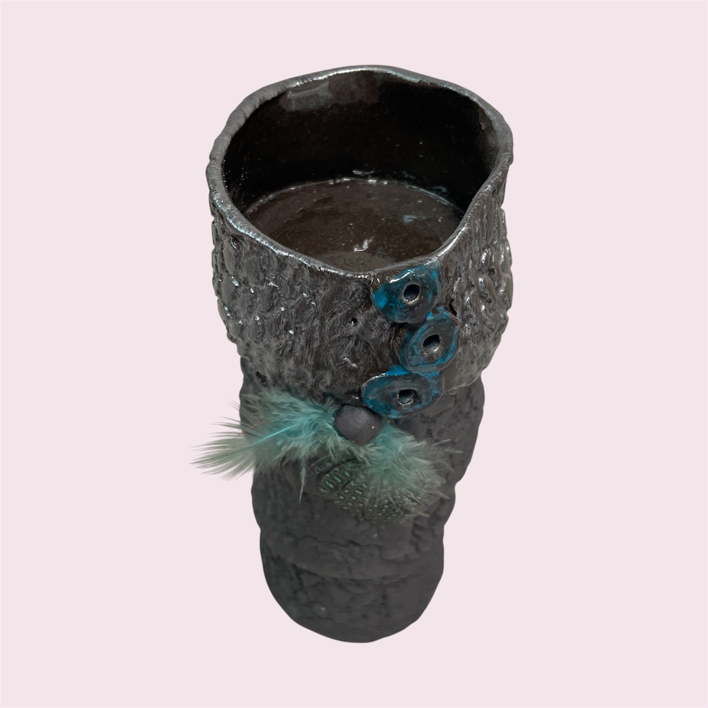 Candlestick black - LJH Pottery