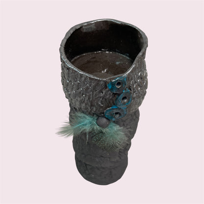 Candlestick black - LJH Pottery