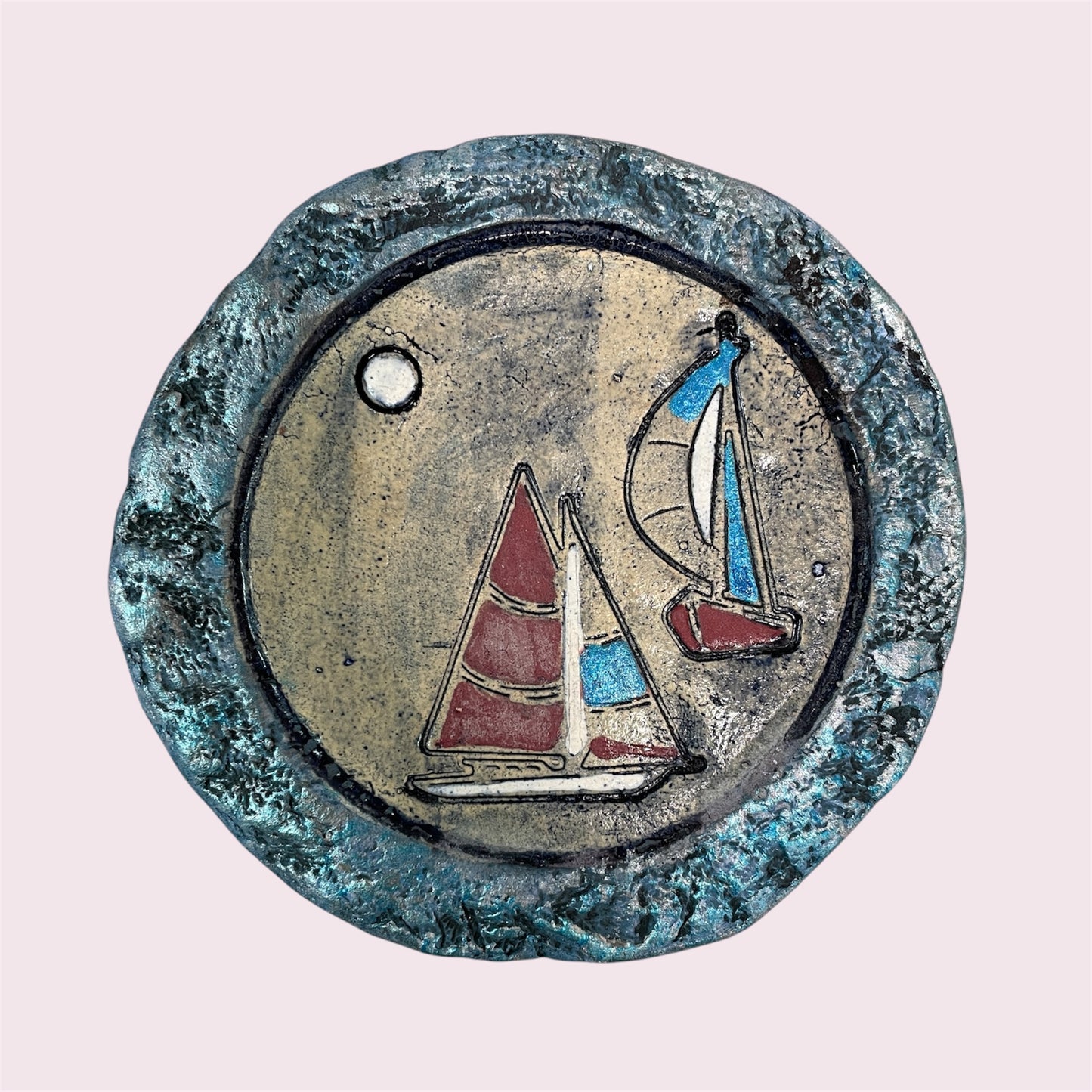 Sailing yacht tile - LJH Pottery