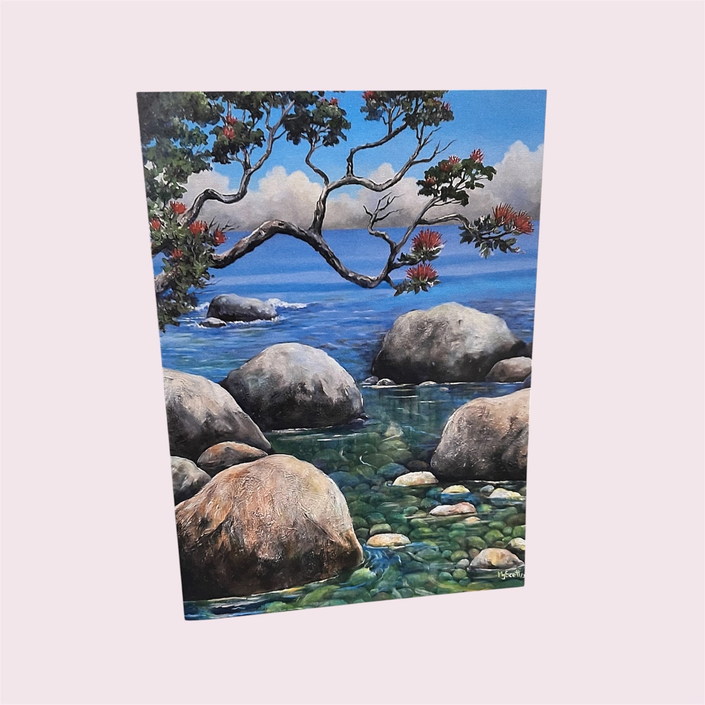Greeting Card 'Rockpool and Pohutukawa' - Margaret Scott