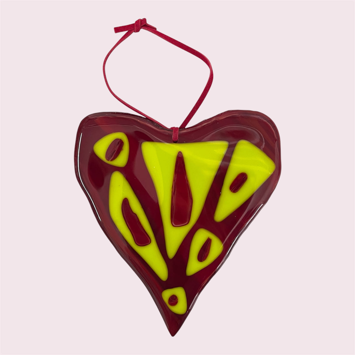 Fused glass hearts - Sandra Spence