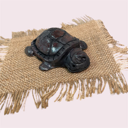 Raku turtle - LJH Pottery